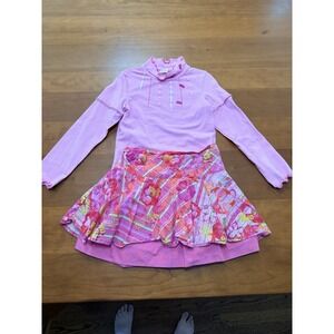 Cakewalk Boutique Girls Pink Knit Long Sleeve Ruffle Top & Floral Skirt Set Sz 6